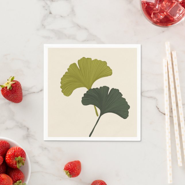 Ginkgo Leaves Customizable Background Colours  Napkin (Insitu)