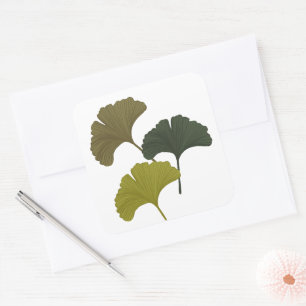Ginkgo Leaves Customizable Background Colours  Square Sticker