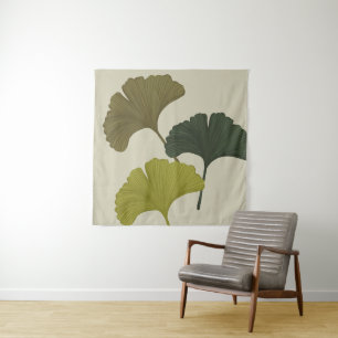 Ginkgo Leaves Customizable Background Colours Tapestry
