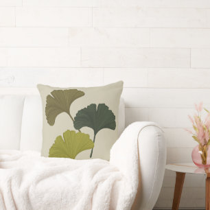 Ginkgo Leaves Customizable Background Colours Throw Pillow