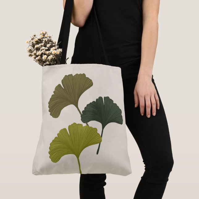 Ginkgo Leaves Customizable Background Colours  Tote Bag (Close Up)