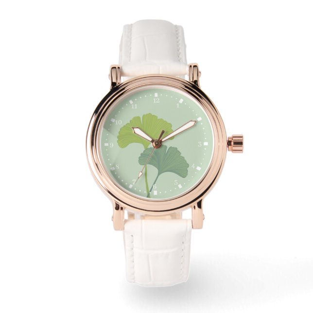 Ginkgo Leaves Customizable Background Colours  Watch (Front)