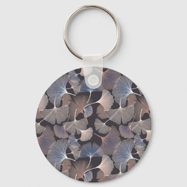 Ginkgo leaves: elegant natural pattern. keychain (Front)
