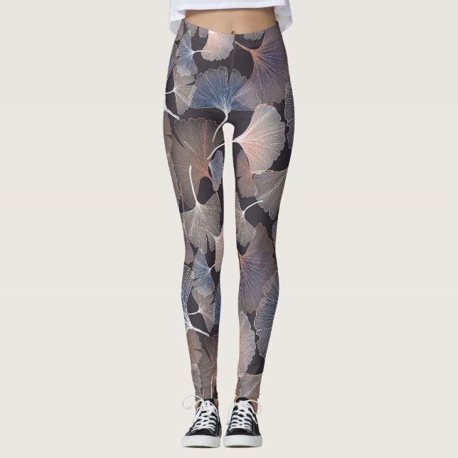 Ginkgo leaves: elegant natural pattern. leggings (Front)