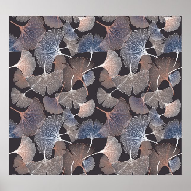 Ginkgo leaves: elegant natural pattern. poster (Front)