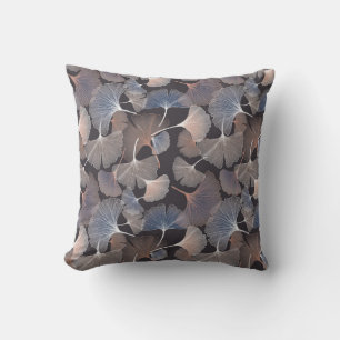 Ginkgo leaves: elegant natural pattern. throw pillow