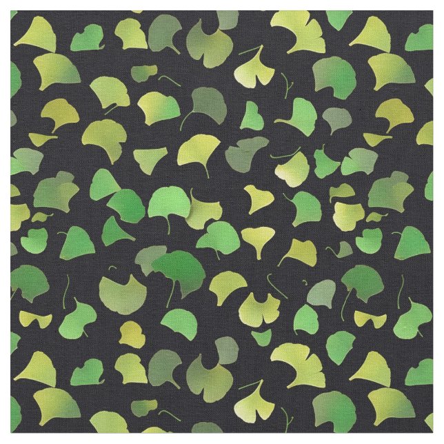 Ginkgo Leaves - Green Fabric (Close Up)