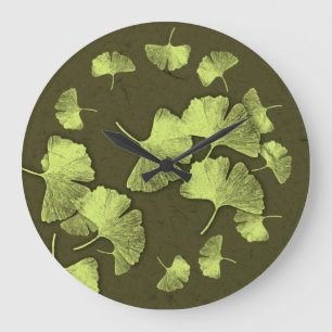 Ginkgo Leaves Large Clock