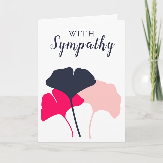 Ginkgo Leaves Modern With Sympathy Condolences Card (Front)