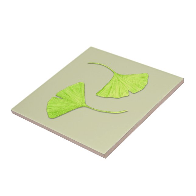 Ginkgo Leaves Nature Art Tile | Customizable (Side)