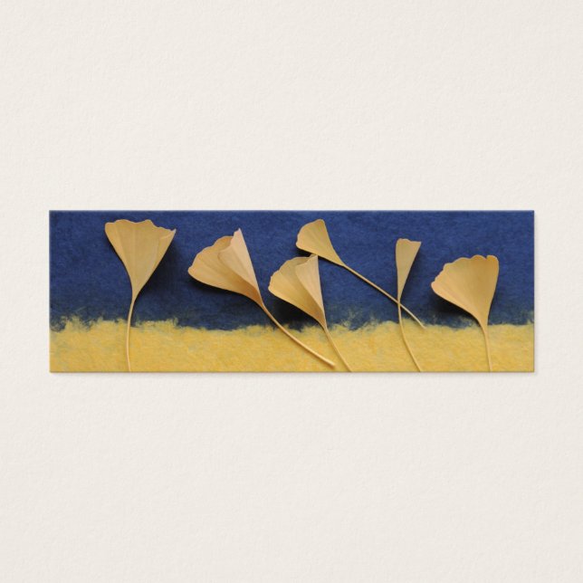 ginkgo leaves on handmade paper bookmark (Front)