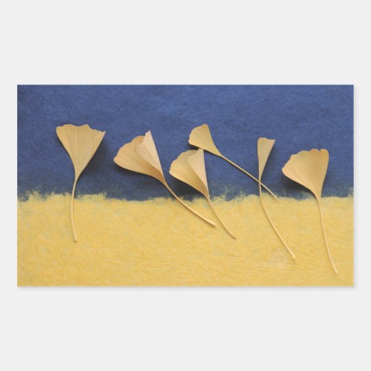 ginkgo leaves on handmade paper rectangle stickers