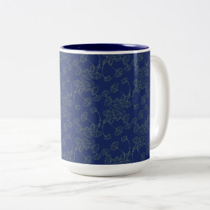 Ginkgo Leaves Outline Pattern Two-Tone Coffee Mug