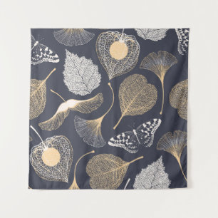 Ginkgo Leaves: Seamless Floral Elegance. Tapestry