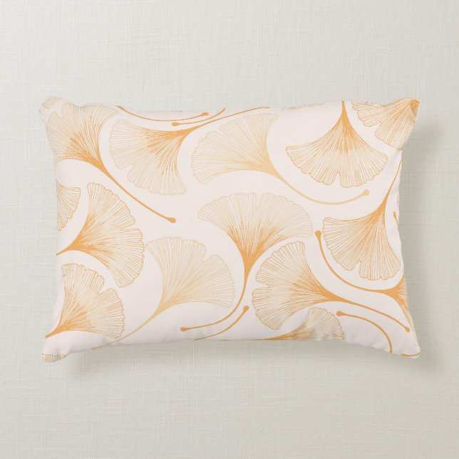 Ginkgo Leaves: Seamless Floral Pattern. Accent Pillow (Front)