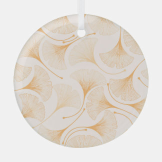 Ginkgo Leaves: Seamless Floral Pattern. Glass Ornament