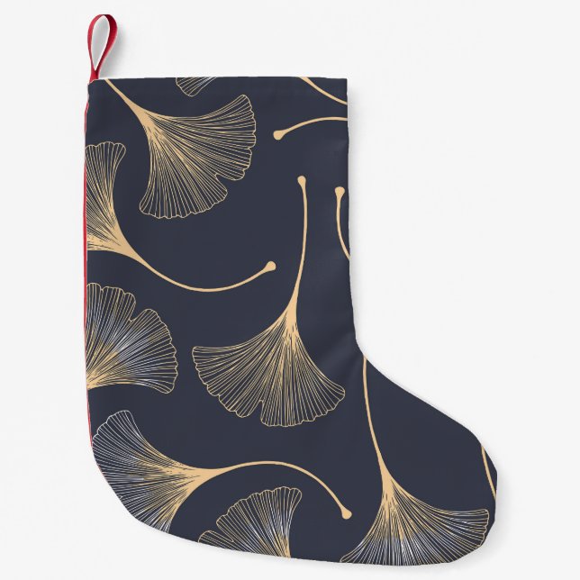 Ginkgo Leaves Seamless Floral Pattern Small Christmas Stocking (Front)