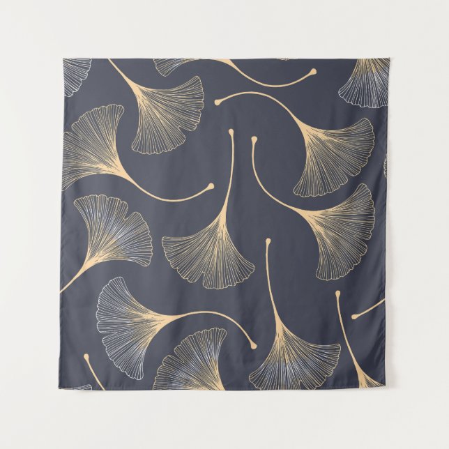 Ginkgo Leaves Seamless Floral Pattern Tapestry (Front)