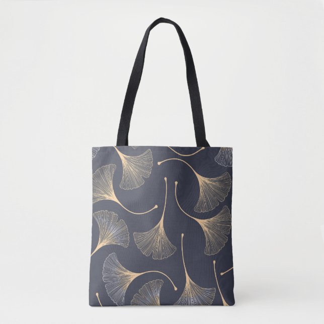 Ginkgo Leaves Seamless Floral Pattern Tote Bag (Front)