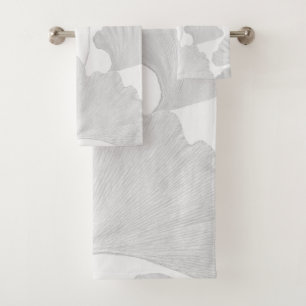 Ginkgo Leaves Soft Gray Dream 2 Bath Towel Set