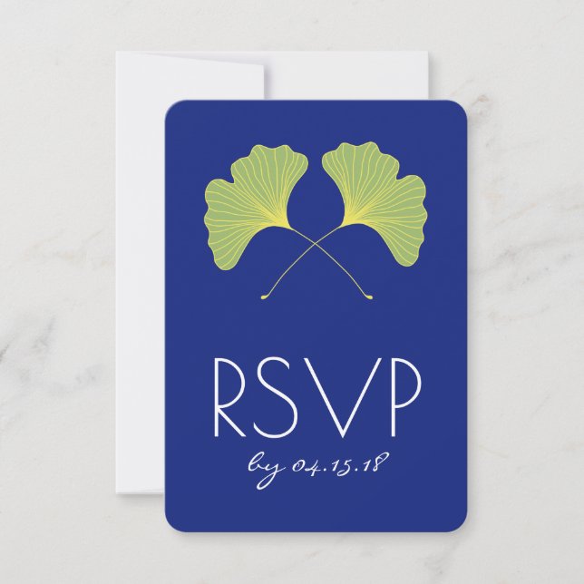 Ginkgo Leaves Spring Green RSVP Card (Front)