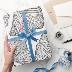 Ginkgo leaves Wrapping paper. Black and white Wrapping Paper