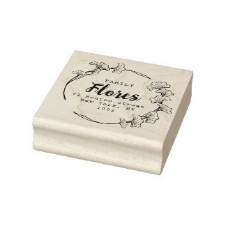Ginkgo leaves wreath Personalize Name Rubber Stamp