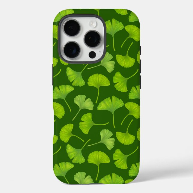 Ginkgo pattern on dark green Case-Mate iPhone case (Back)