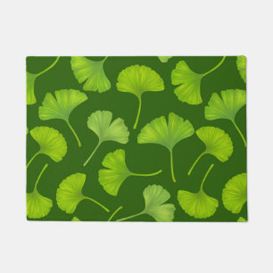 Ginkgo pattern on dark green doormat