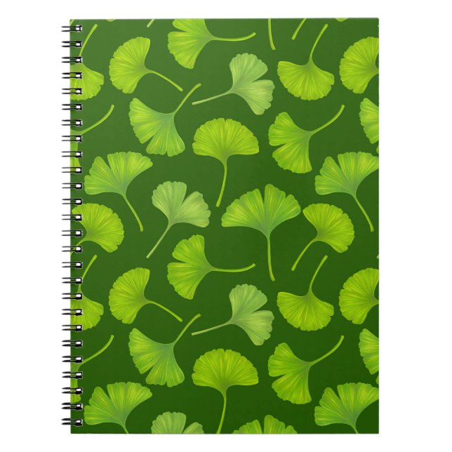 Ginkgo pattern on dark green notebook (Front)