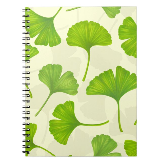 Ginkgo pattern on off white notebook (Front)