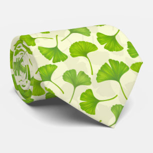 Ginkgo pattern on off white tie