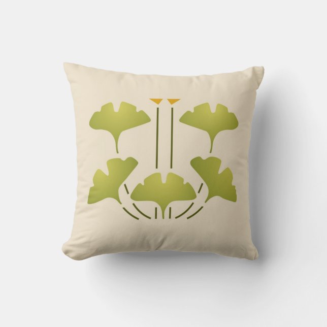 Ginkgo Stencil Throw Pillow (Front)