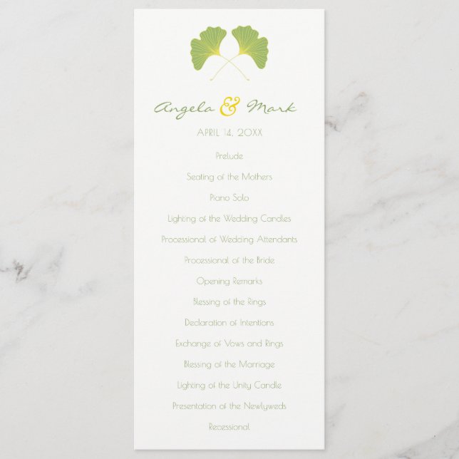 Ginkgo Tree Leaves Wedding Program (Front)