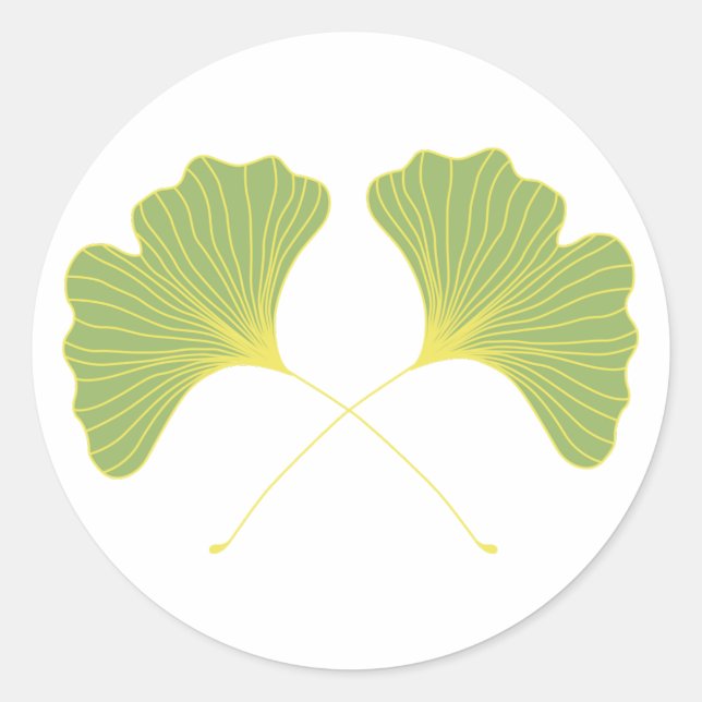 Ginkgo Tree Spring Green Leaves Classic Round Sticker (Front)