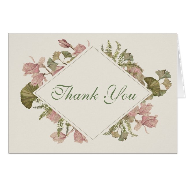 Ginkgo Watercolor Floral Wedding Thank You (Front Horizontal)