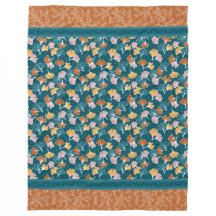 Ginkgos sur Ocean Blue avec couverture en terre cu