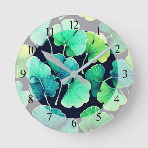 Ginko biloba leaves round clock