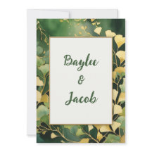 Ginko Leaves and Gold Wedding Invitation