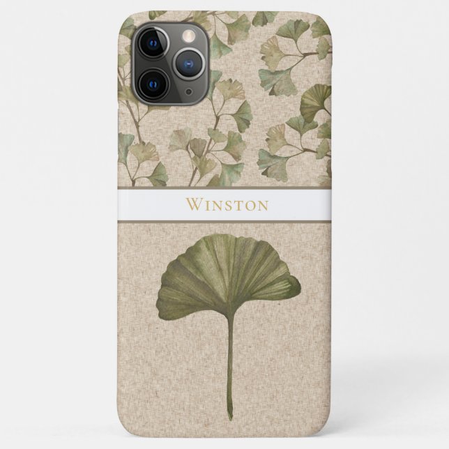 Ginko Pattern EDITABLE TEXT Case-Mate iPhone Case (Back)