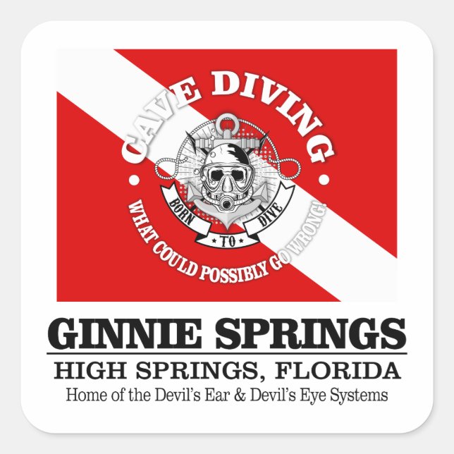 Ginnie Springs (best caves) Square Sticker (Front)