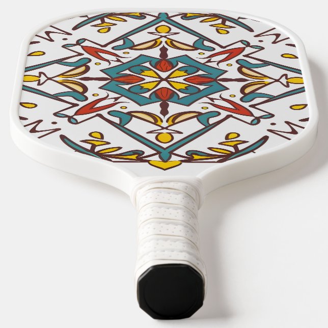 giometric mosaic, Mandala-Pattern Pickleball Paddle (Laydown)