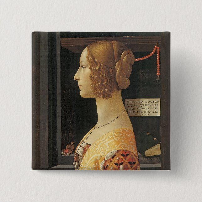 Giovanna degli Albizzi Tornabouni 2 Inch Square Button (Front)