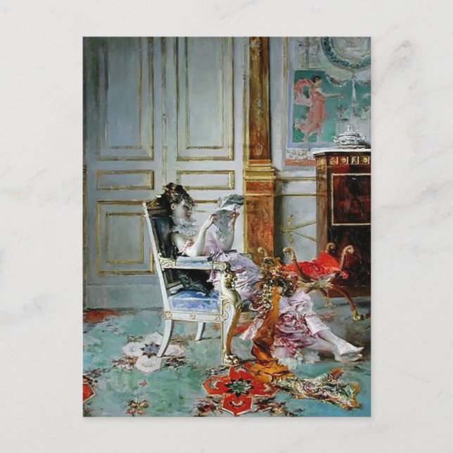 Giovanni Boldini- Girl Reading in a Salon Postcard (Front)