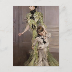 Giovanni Boldini- Madame Georges Hugo & her son Postcard