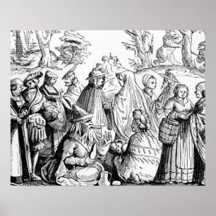 Gipsies fortune telling, after a woodcut in 'Cosmo Poster