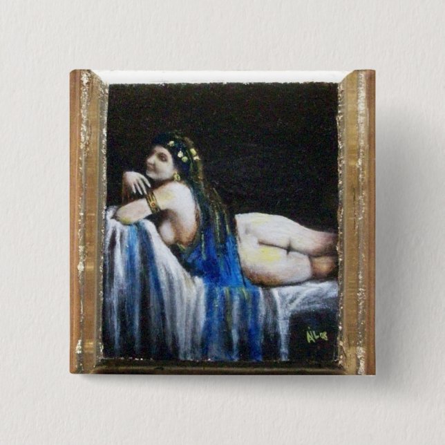 GIPSY BLUE 2 INCH SQUARE BUTTON (Front)