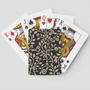 Gipsy Swirls Elegant Floral Pattern Black Beige Playing Cards