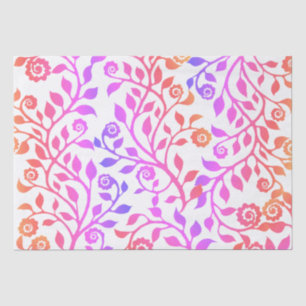 Gipsy Swirly Flowers Pattern Holographic Pink Tissue Paper