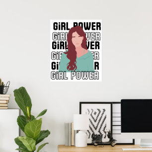 Gir power Female portrait empowering quote Poster
